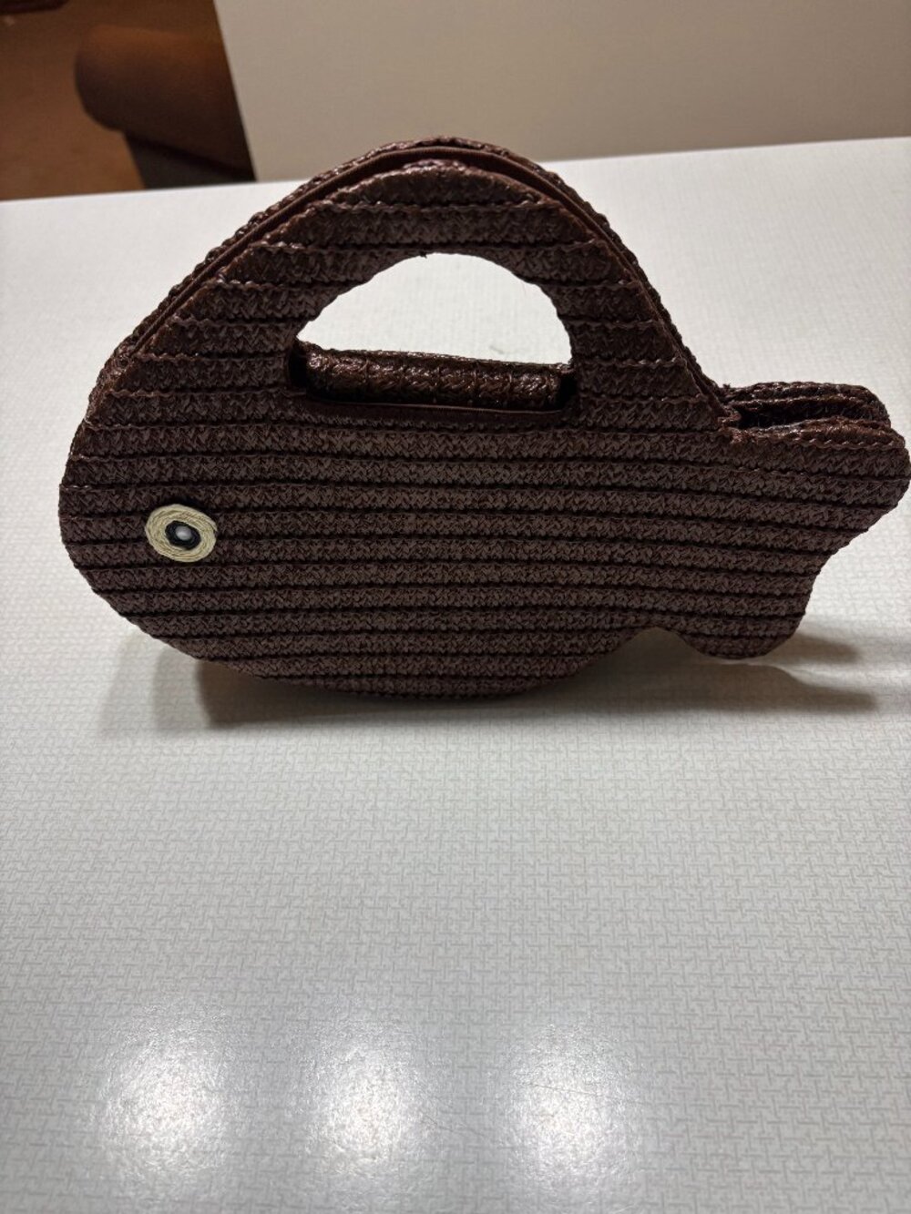 Like New Brown Rattan Fish Satchel/Crossbody Yes it's a Fish!